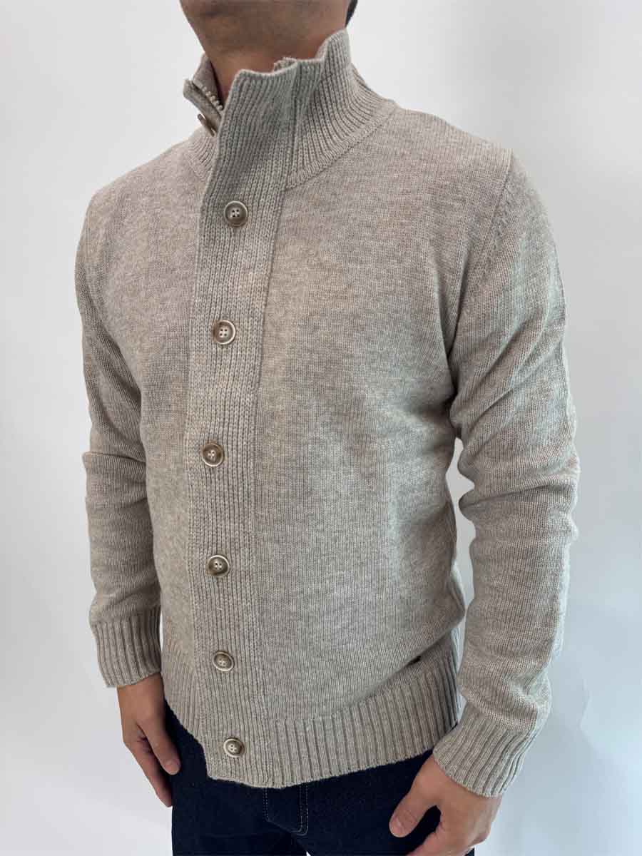 Cardigan Gianni Lupo bottoni e zip blu o Beige