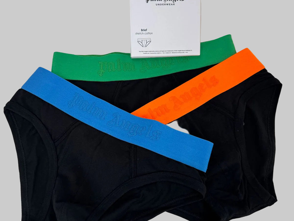 3 Slip Palm Angels colore nero con elastico colorato