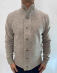 Cardigan Gianni Lupo bottoni e zip blu o Beige