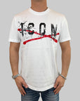 T-shirt Icon bianco logo centrale nero e rosso