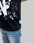 T-shirt Icon logo centrale schizzi nero