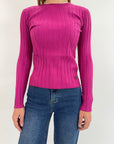 Pullover Take Two costina nero, bianco o fucsia