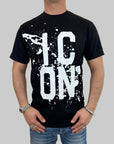 T-shirt Icon logo centrale schizzi nero