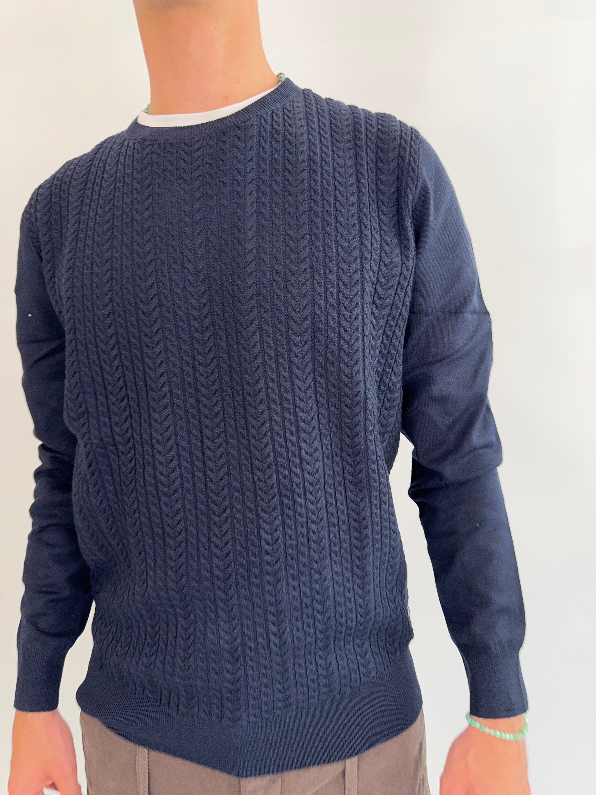 Pullover Griffai treccia sabbia o blu navy