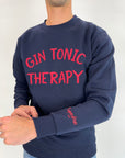 Felpa Superculture Gin Tonic blu ricamo rosso