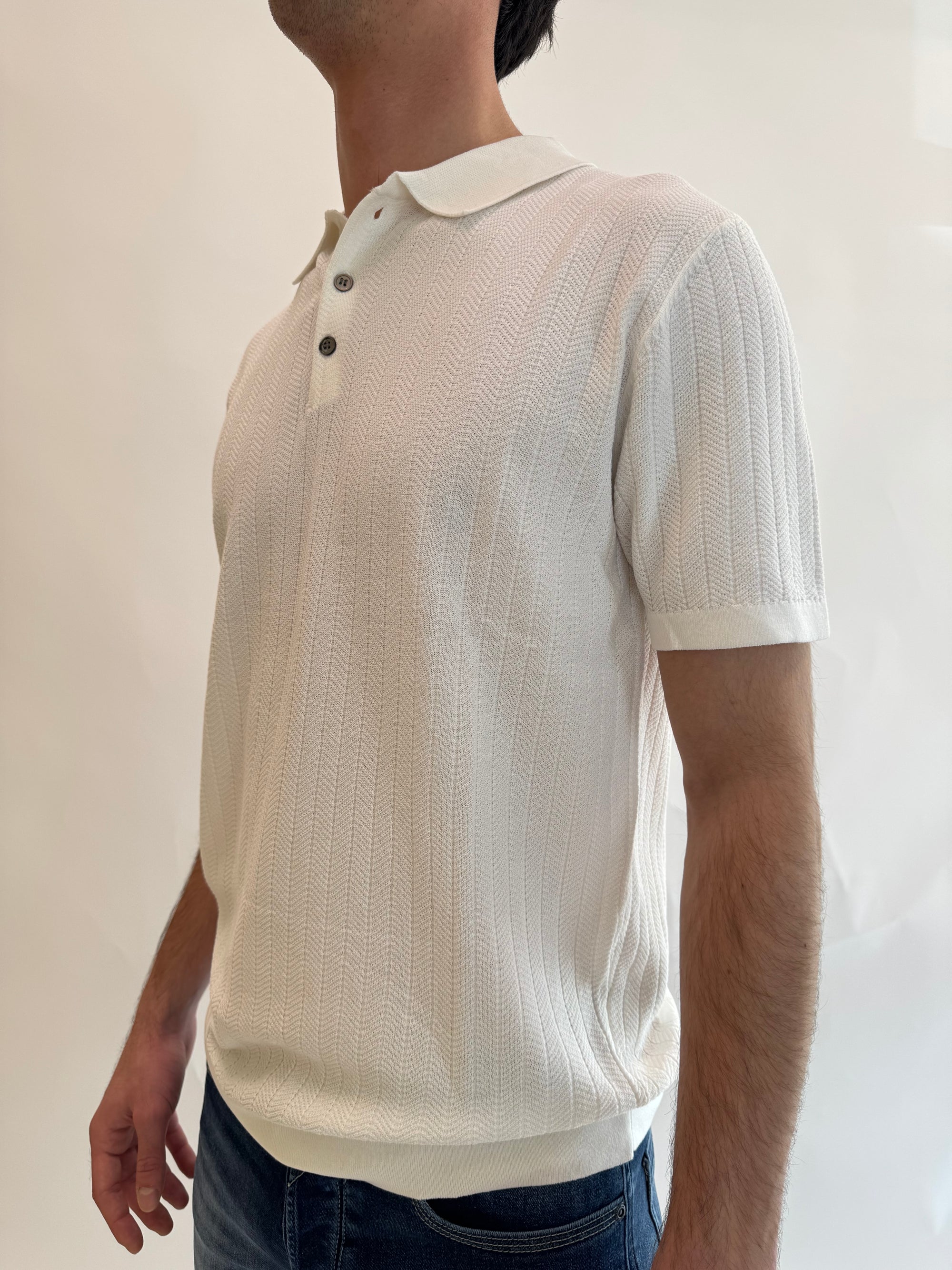 Polo Gianni Lupo in filo trama Blu o Bianco