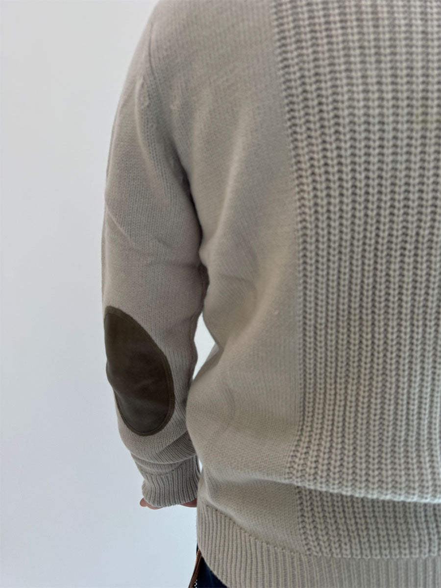 Pullover Gianni Lupo Zip Grigio Ghiaccio Toppe