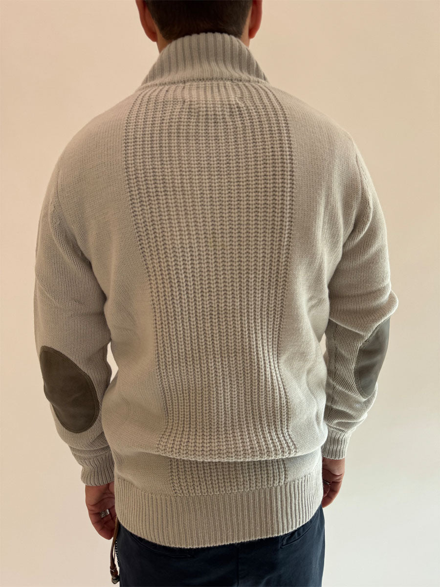 Pullover Gianni Lupo Zip Grigio Ghiaccio Toppe