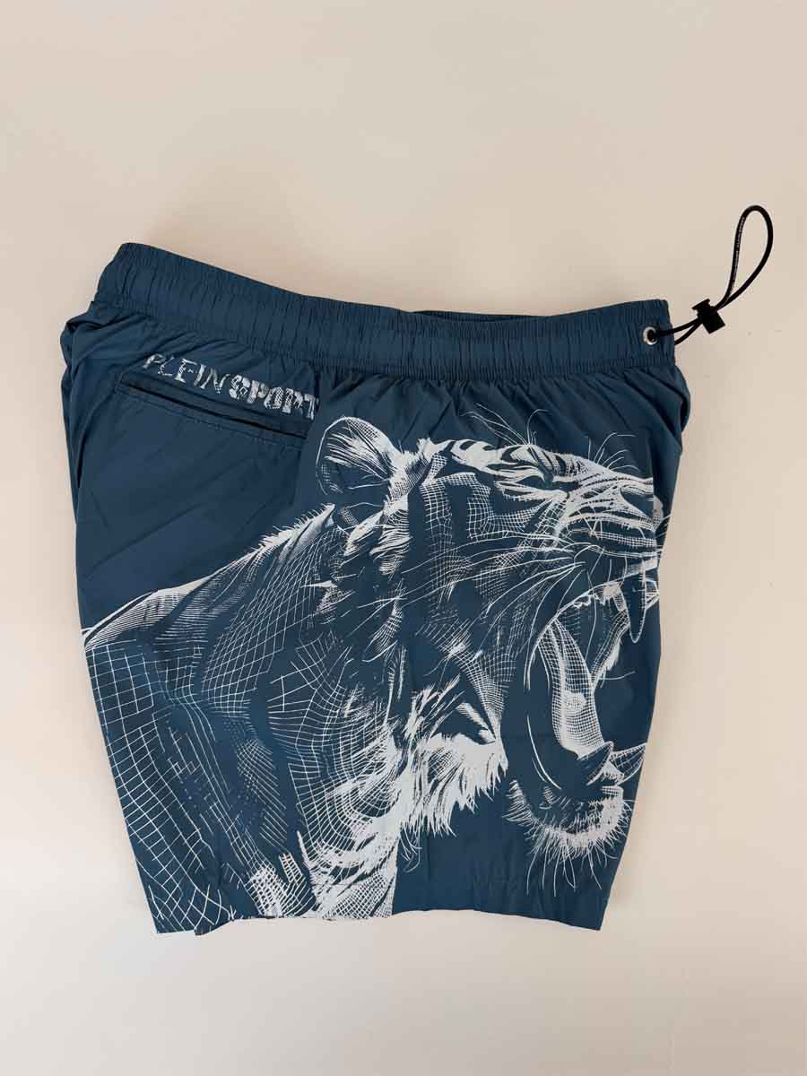 Boxer Mare Philipp Plein Sport Azzurro Avio Tigre