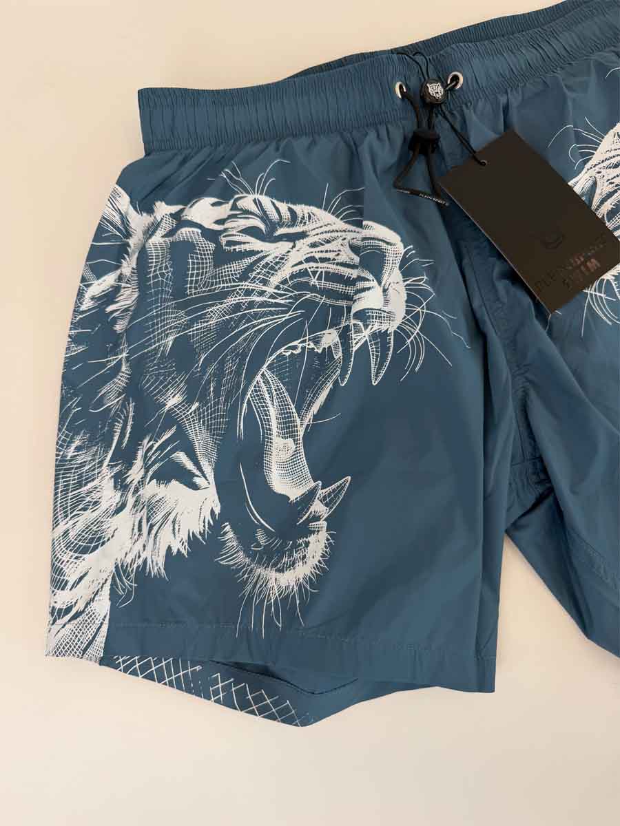 Boxer Mare Philipp Plein Sport Azzurro Avio Tigre