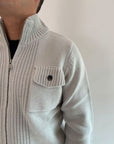 Pullover Gianni Lupo Zip Grigio Ghiaccio Toppe