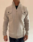 Pullover Gianni Lupo Zip Grigio Ghiaccio Toppe
