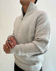 Pullover Gianni Lupo Mezza Zip Grigio Ghiaccio Toppe