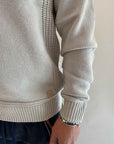 Pullover Gianni Lupo Mezza Zip Grigio Ghiaccio Toppe