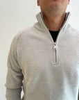 Pullover Gianni Lupo Mezza Zip Grigio Ghiaccio Toppe