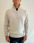 Pullover Gianni Lupo Mezza Zip Grigio Ghiaccio Toppe