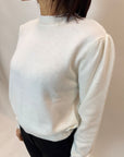 Pullover griffai bianco spalle arricciate angora