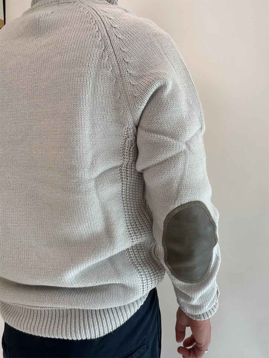 Pullover Gianni Lupo Mezza Zip Grigio Ghiaccio Toppe