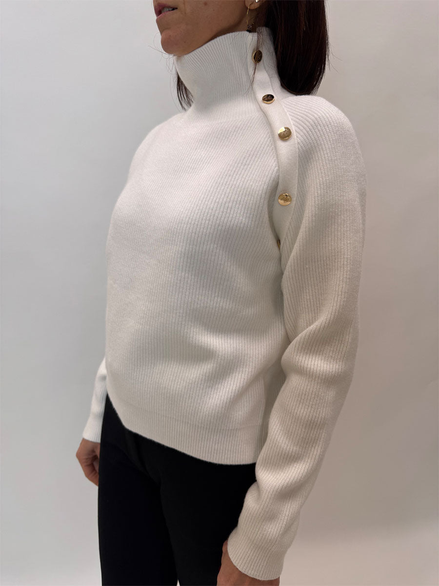 Pullover griffai lupetto bianco o nero con bottoni