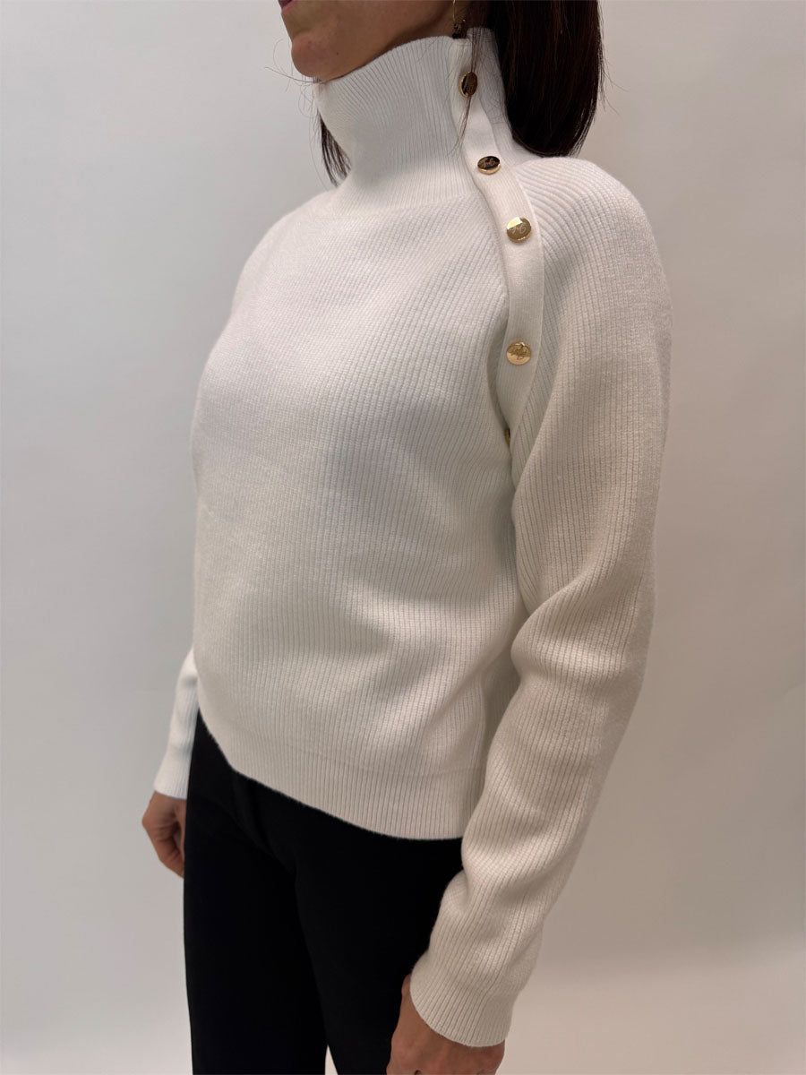 Pullover griffai lupetto bianco o nero con bottoni