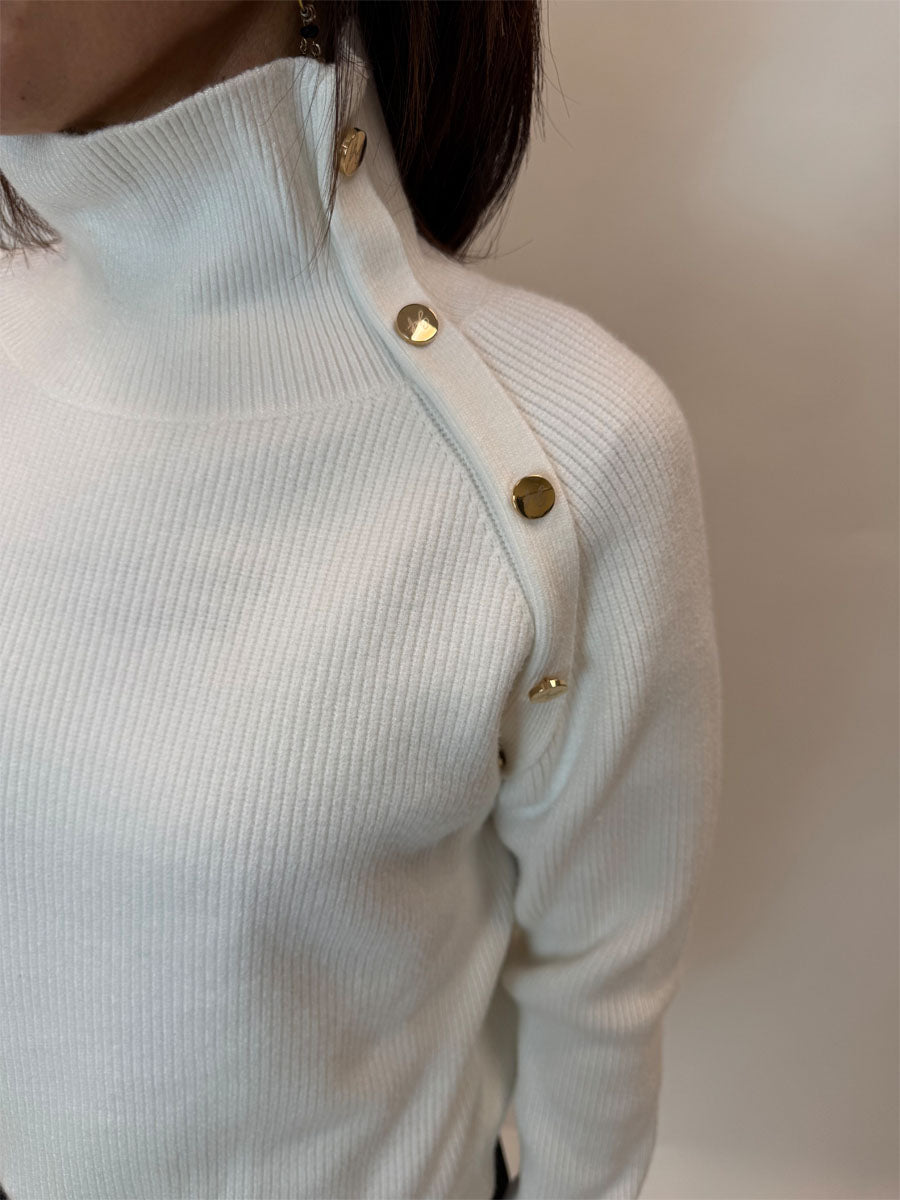 Pullover griffai lupetto bianco o nero con bottoni