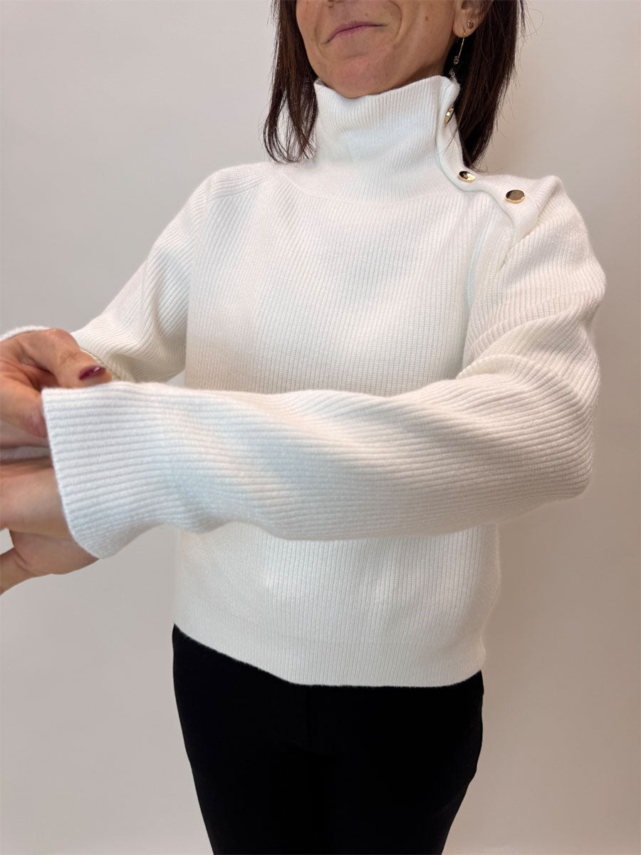 Pullover griffai lupetto bianco o nero con bottoni