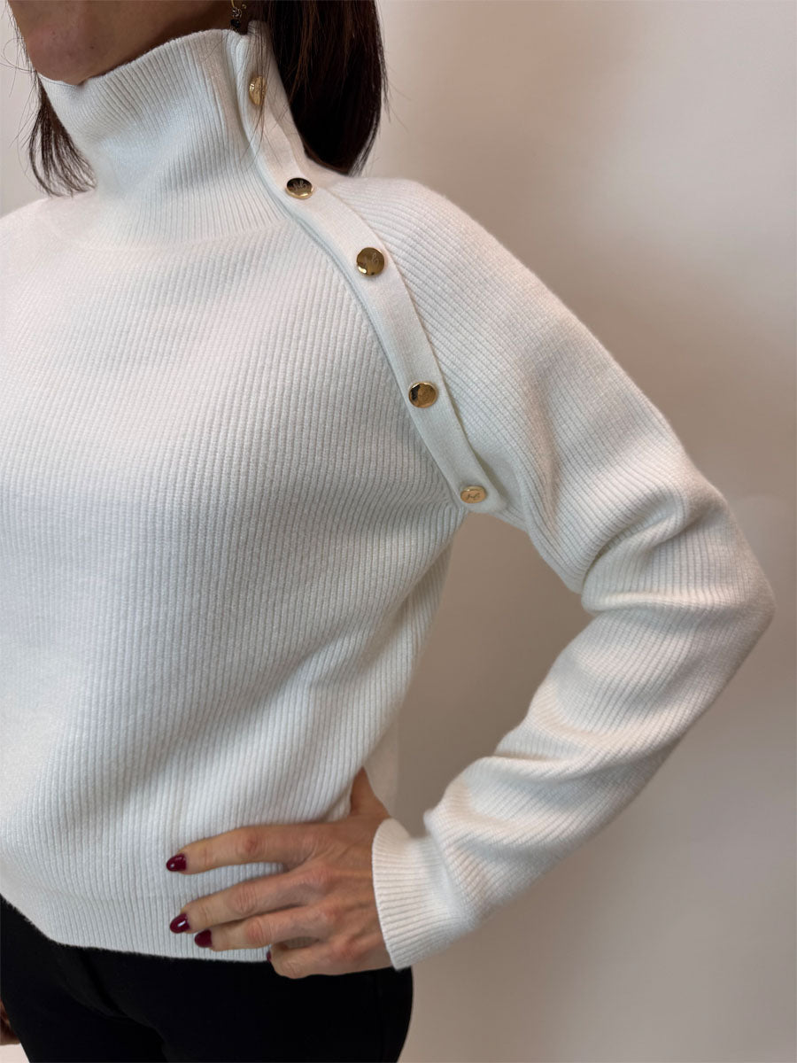 Pullover griffai lupetto bianco o nero con bottoni