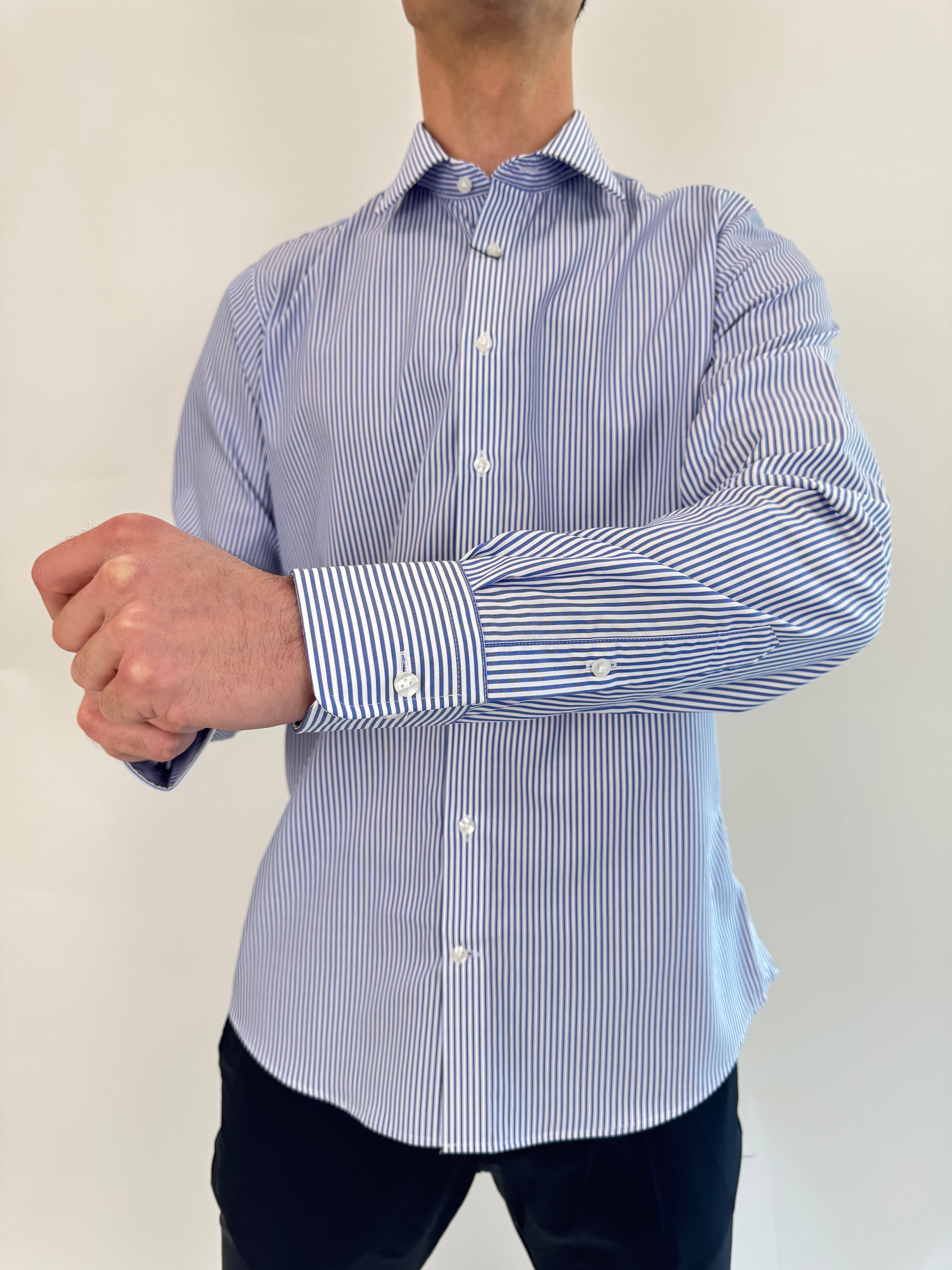 Camicia Zero Iron Plus Riga Blu