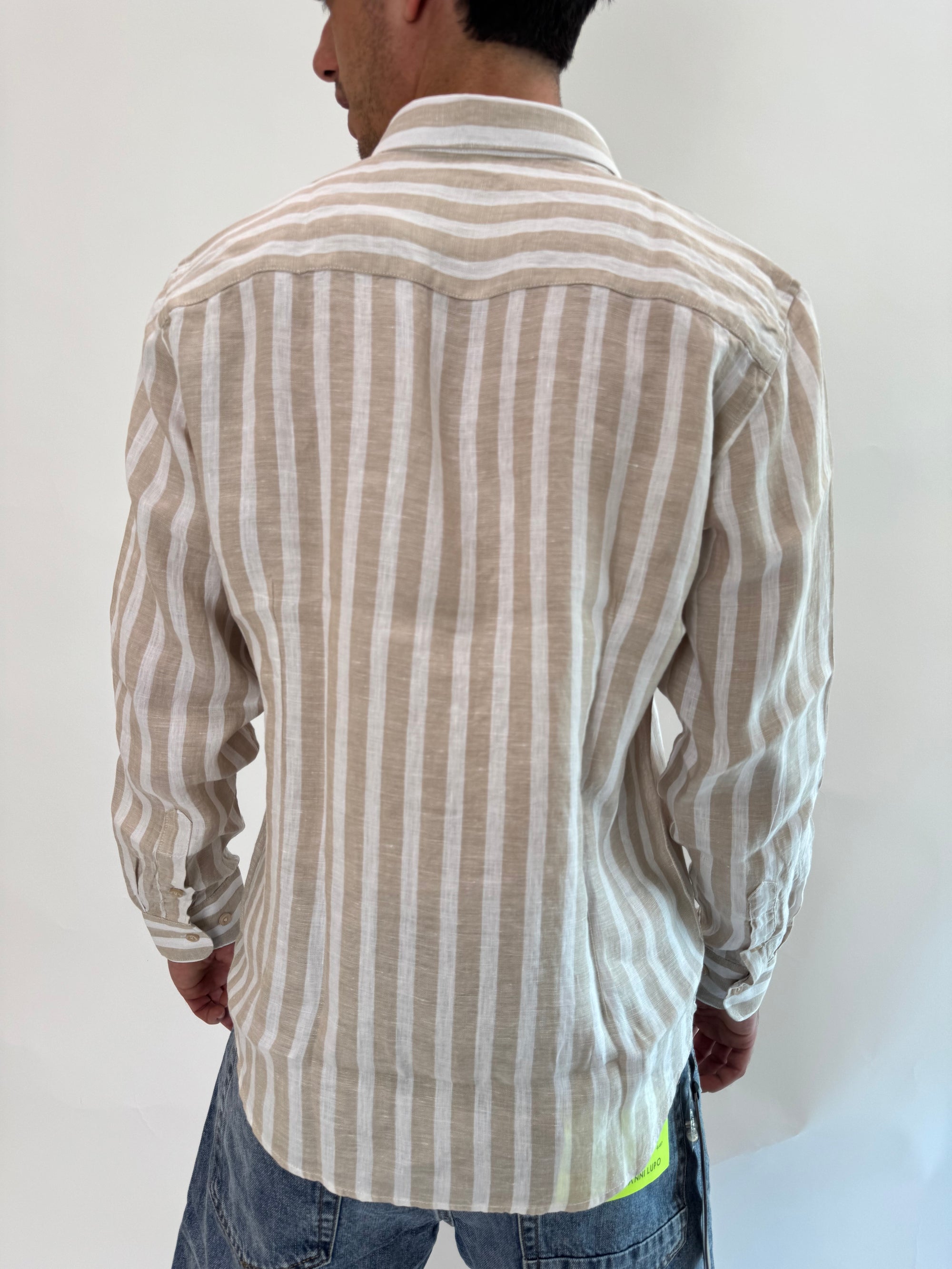 Camicia Gianni Lupo lino riga 2 colori