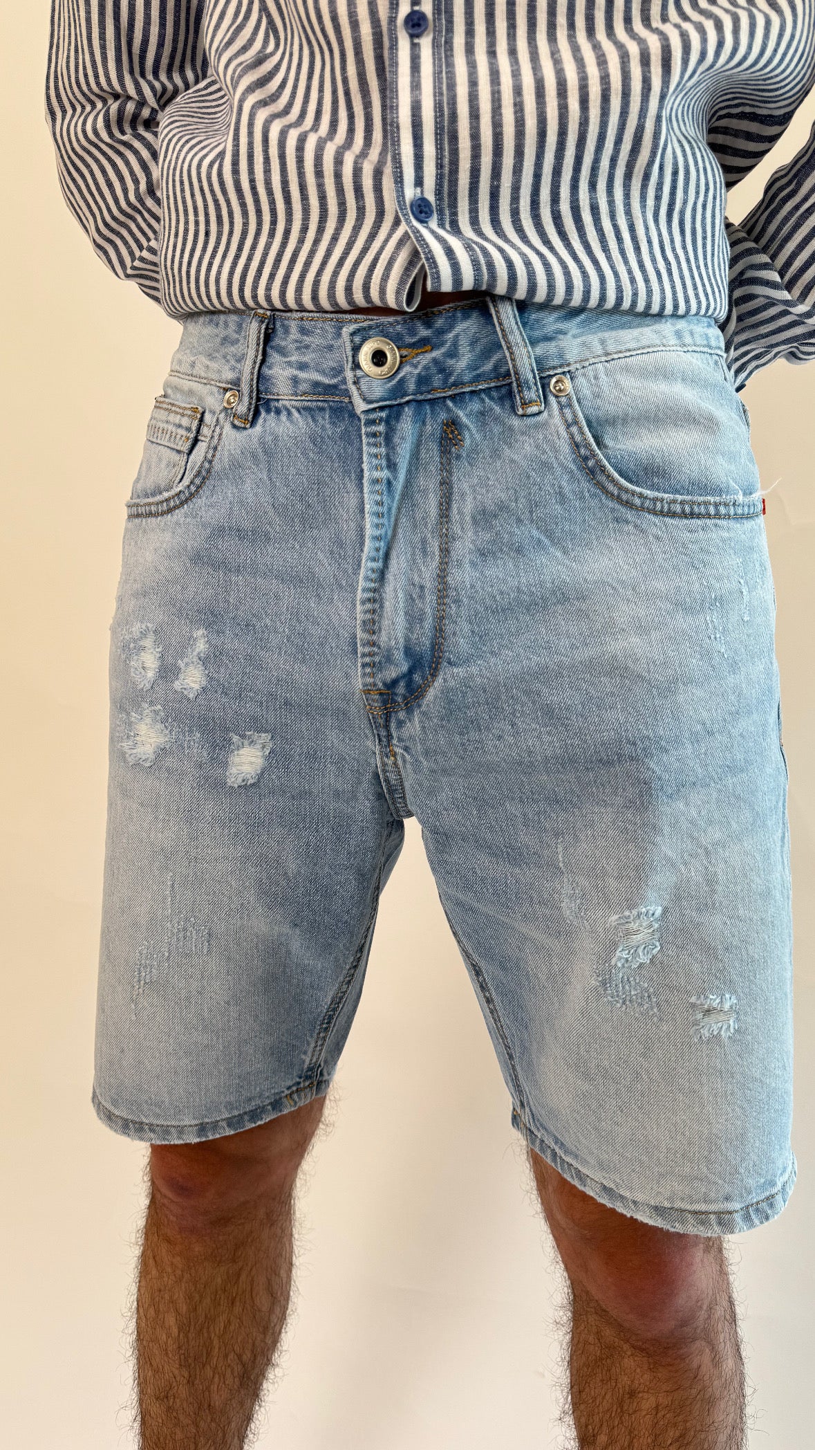 Bermuda Gianni Lupo  Denim Chiaro con rotture