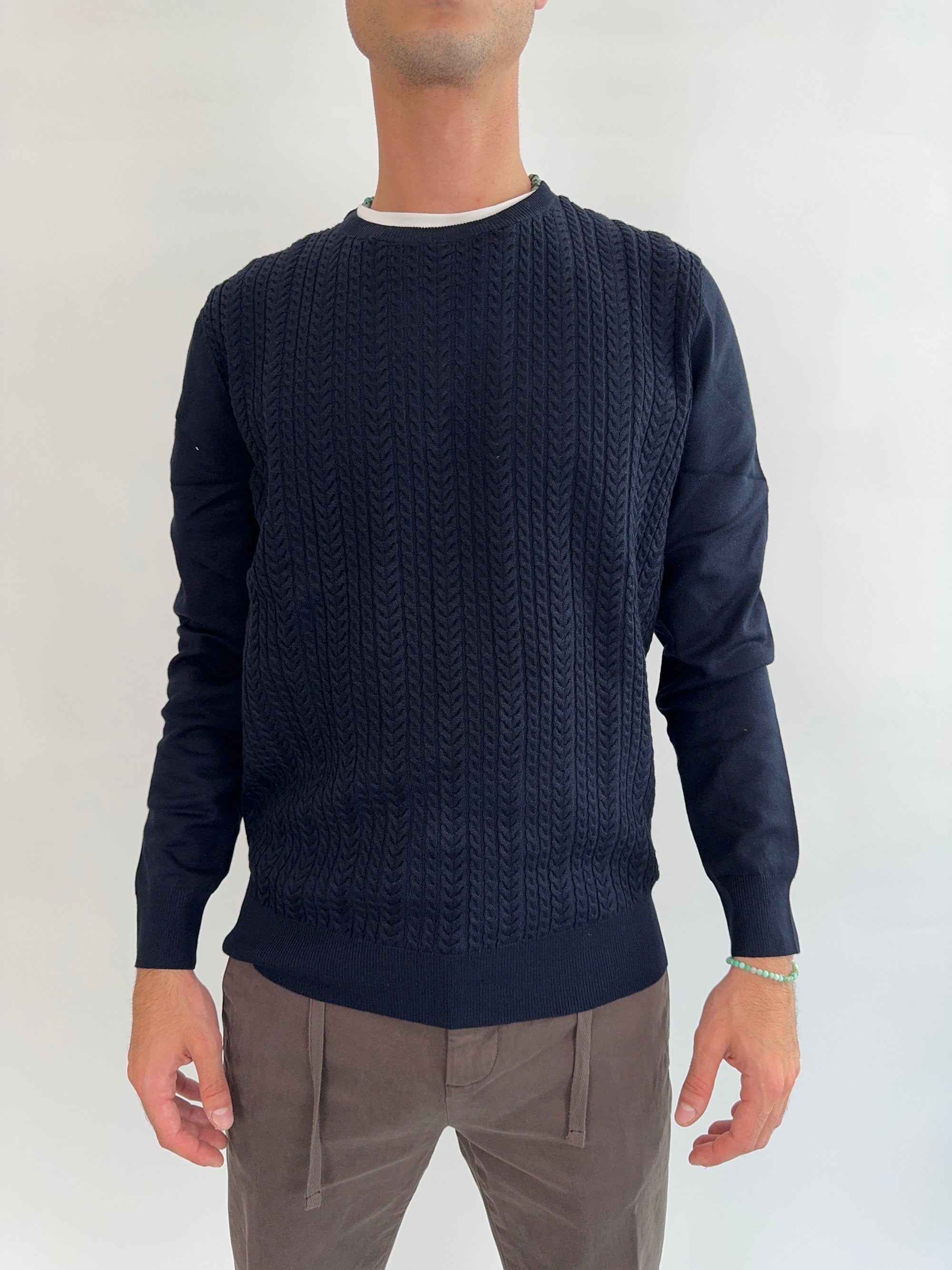 Pullover Griffai treccia sabbia o blu navy